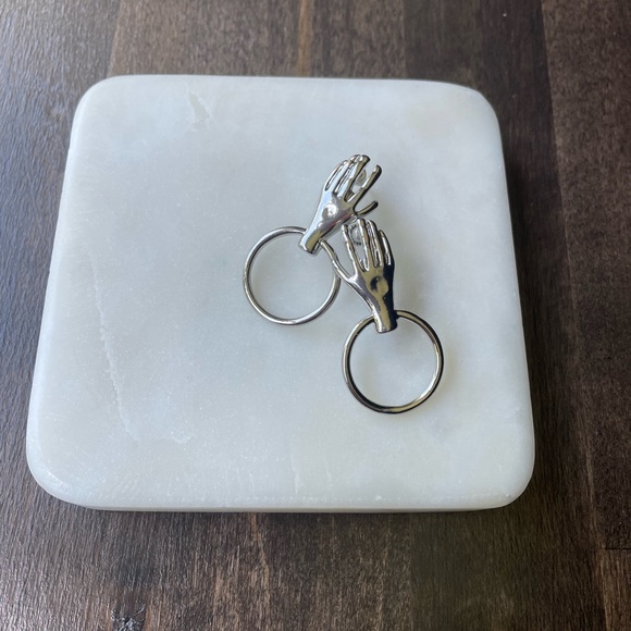 Silver Vintage Metal Hands Drop Earrings - Picture 6 of 8